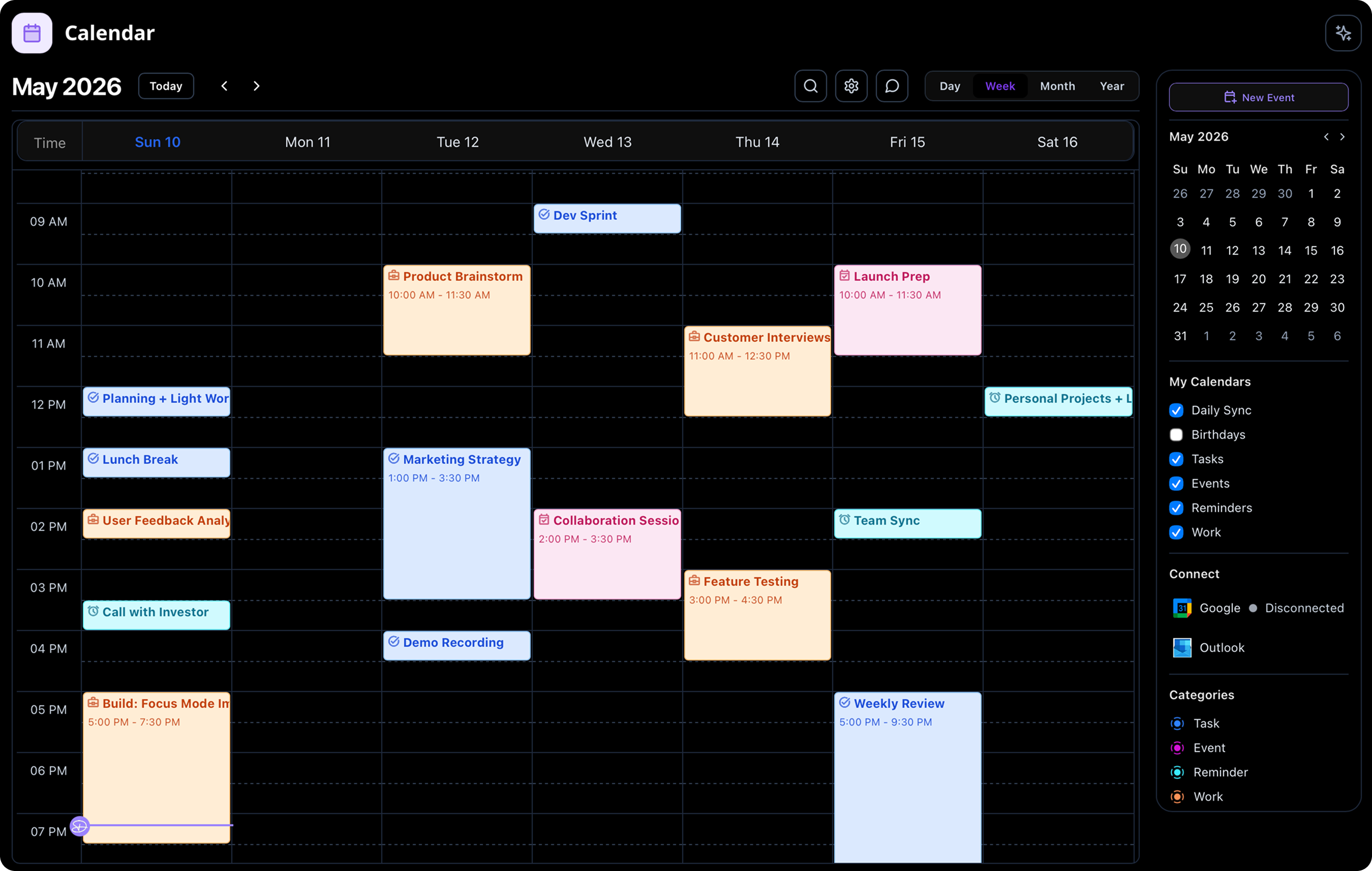 Calendar Week View
