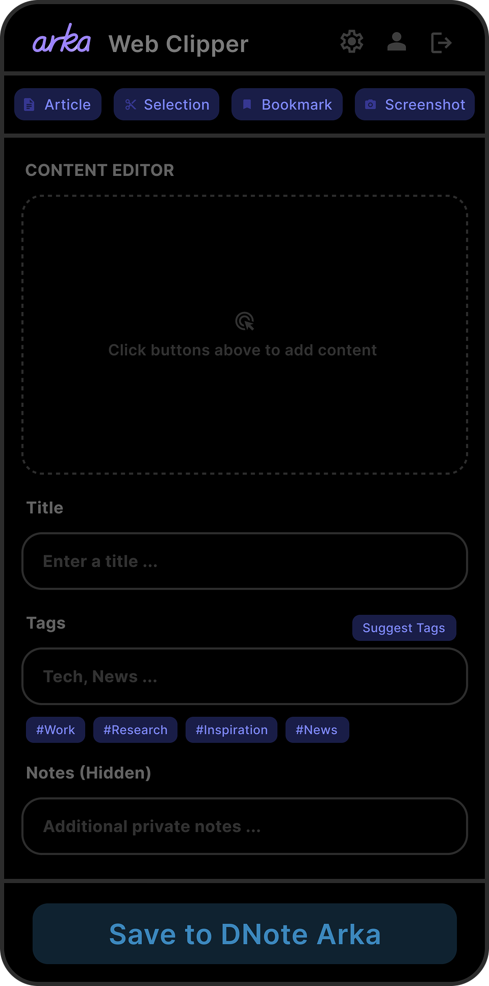 Web Clipper Interface